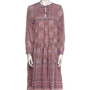 MATTA YAMINI BOOJ LONG SLEEVE MIDI DRESS PURPLE MULIT S